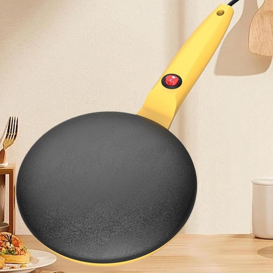 Pannenkoekenmaker Elektrisch Apparaat Pan Snel Pannenkoeken Maken Automatische Temperatuurregeling 20 cm Geel
