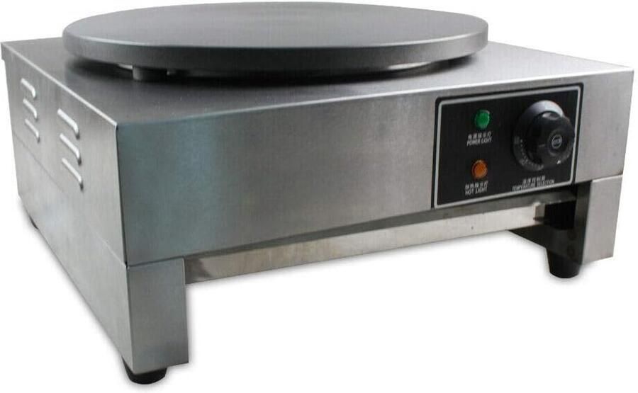 Pannenkoekenmaker Elektrisch Crêpe Apparaat Grote Keuken Gietijzer Koper Plaat 40 cm Diameter Zilver