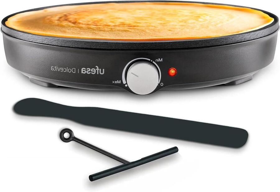 Pannenkoekenmaker Elektrisch Crêpe Apparaat Lekkere Pannenkoeken Maken Snelle Opwarming 1000W 30 cm Plaat Zwart