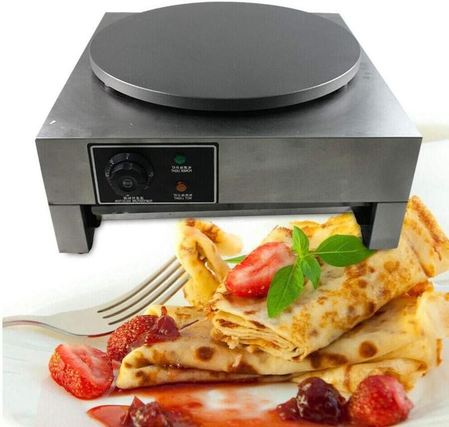 Pannenkoekenmaker Elektrisch Crêpe Machine Snacks Bakken Anti-aanbaklaag 40 cm Diameter Zilver
