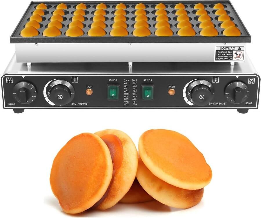 Pannenkoekenmaker Elektrisch Muffinbakmachine Dorayaki Snel Bakken Dubbele Thermostaat 50 Gaten Zilver