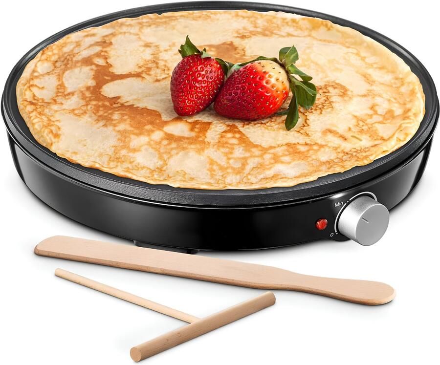 Pannenkoekenmaker Elektrisch Pannenkoekenpan Zwart 30cm x 30cm x 15cm