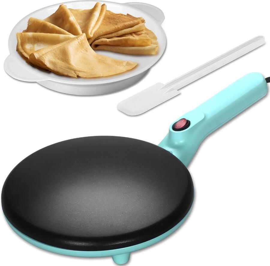 Pannenkoekenmaker Elektrisch Pannenkoekenpan Zwart Lichtblauw 39cm x 21cm x 5cm