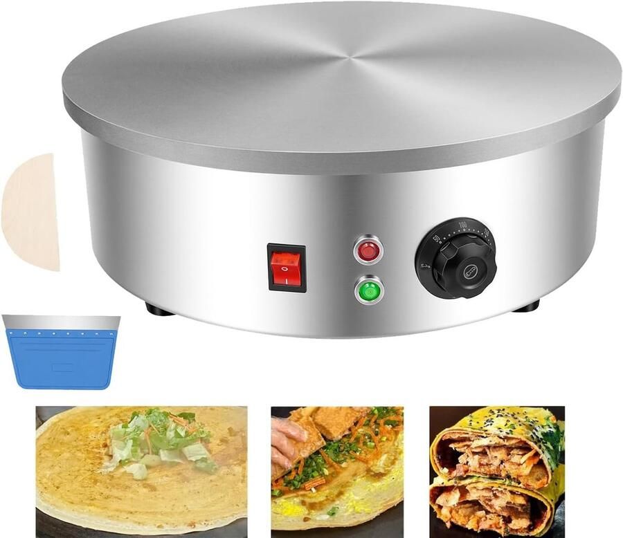 Pannenkoekenmaker Elektrisch Platte Grillplaat Snelle Maaltijden Bereiden Ruim 45cm Diameter 45 x 45 x 16 cm