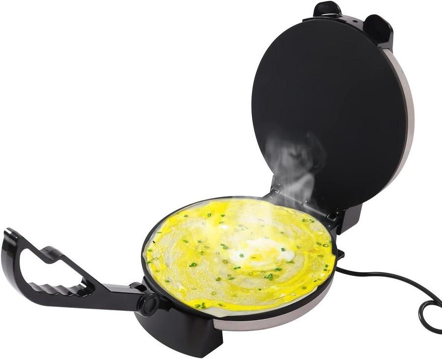 Pannenkoekenmaker Elektrisch Wafelijzer Plaat Lekkere Snacks Maken Dubbelzijdig Verwarmen 32 cm Diameter Zwart Zilver