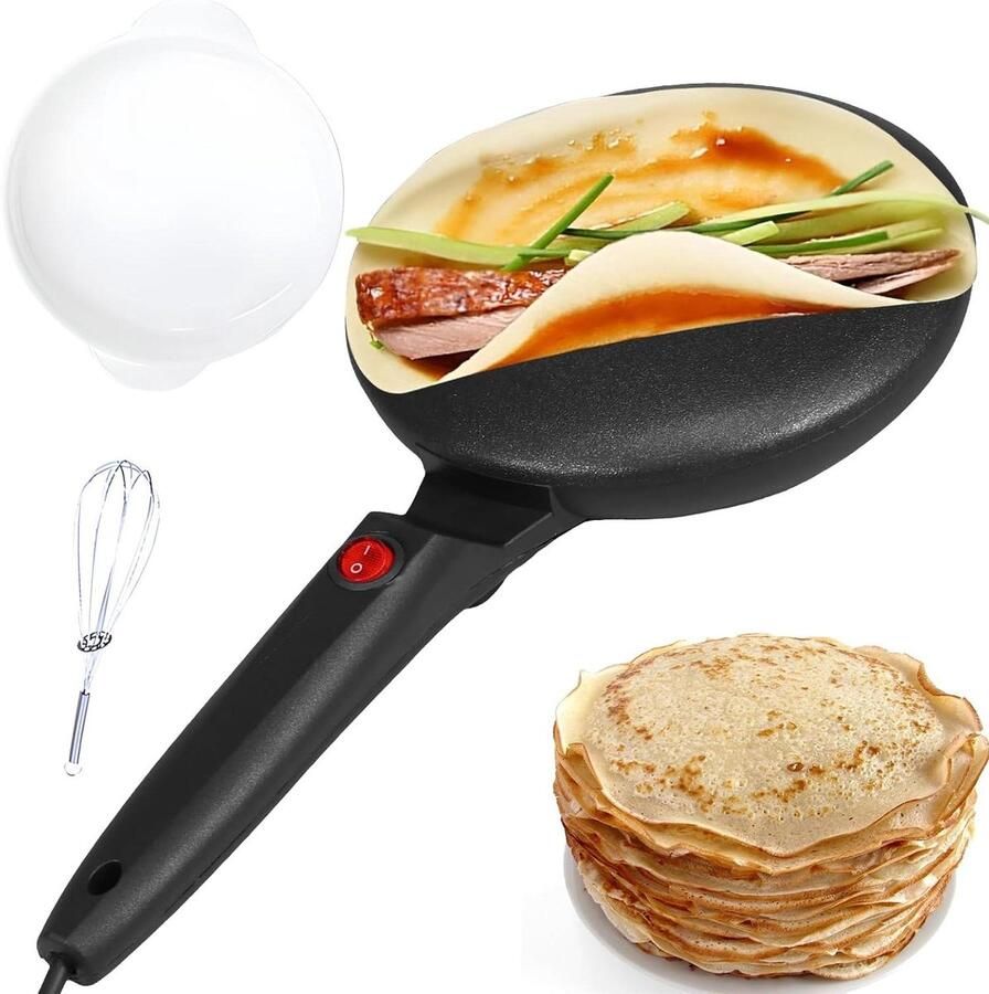 Pannenkoekenmaker Met Handgreep Elektrische Crêpe Maker Ontbijt Maken Anti-aanbak & Gemakkelijk 20.5 cm Diameter Zwart