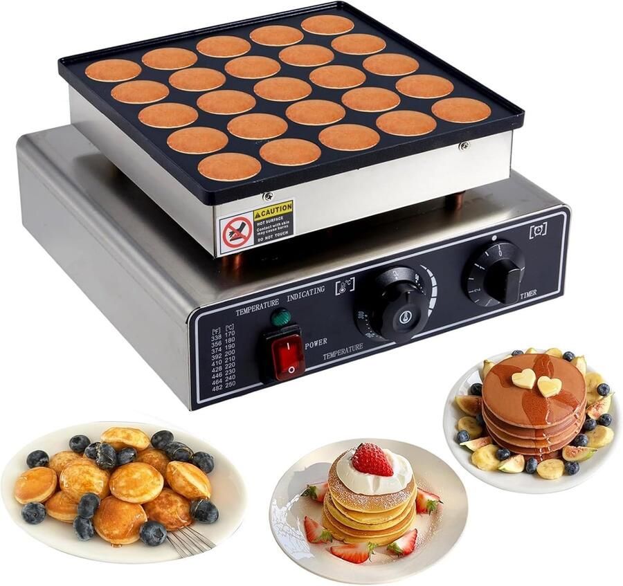 Pannenkoekenmaker Mini Pannenkoeken Apparaat Grote Partijen Bakken 25 Gaten Antiaanbaklaag 32x31x18 cm Zilver Zwart