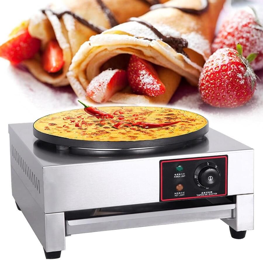 Pannenkoekenmaker Pan Bakplaat Tortilla Ontbijt Maken Antiaanbaklaag 40cm Diameter Zilver