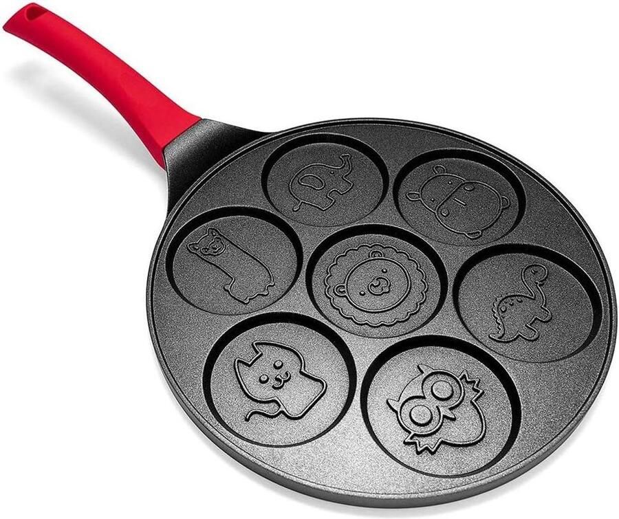 Pannenkoekenmaker Pannenkoekenpan Snelle Pannenkoeken Antiaanbaklaag 7 Vormen Zwart
