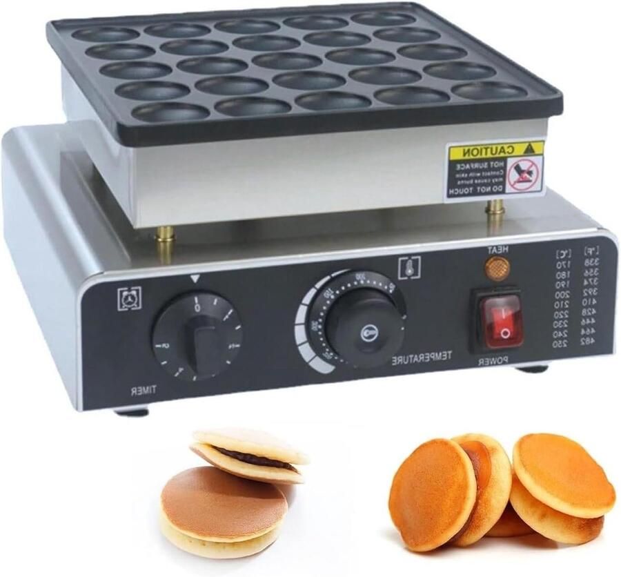 Pannenkoekenmaker Poffertjespan Wafelijzer Snacks Maken 25 Stuks Tegelijk 850 Watt Zilver