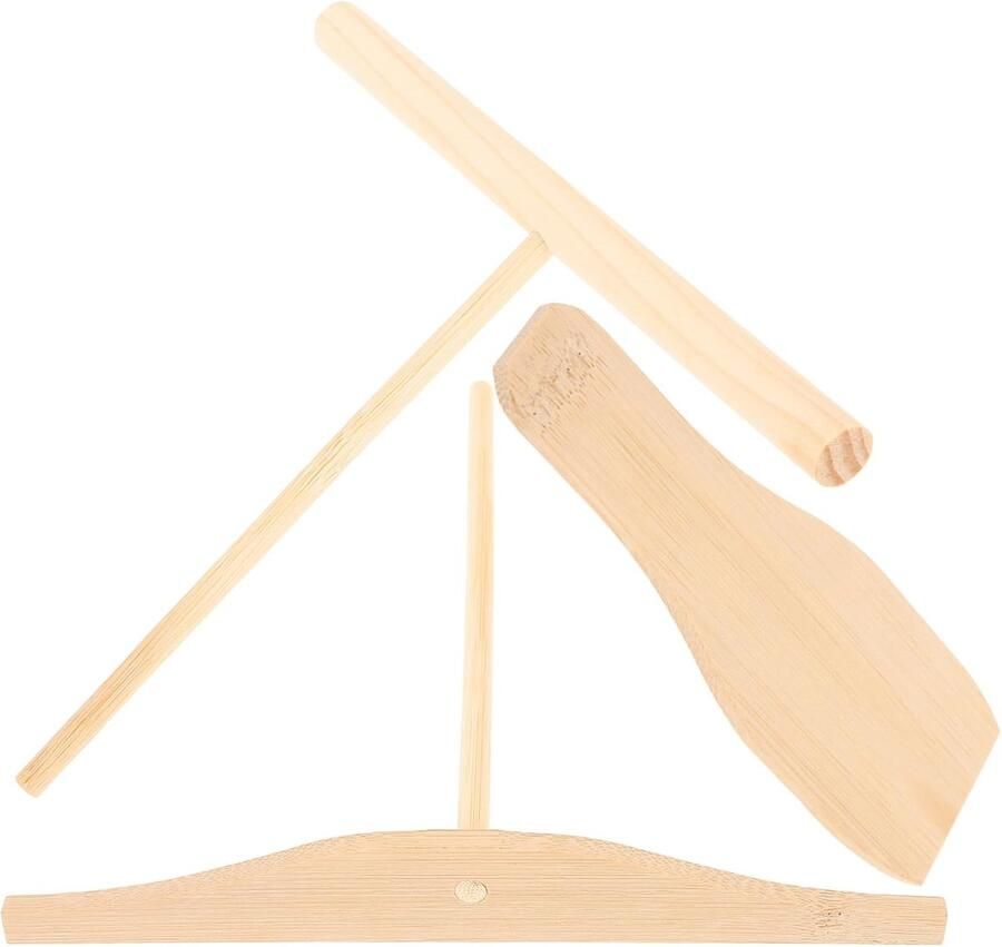 Pannenkoekenmaker Set Crepe Spreader Spatel Pannenkoeken Bakken Ergonomisch Ontwerp 15 x 5 x 0.5 cm Lichtgeel
