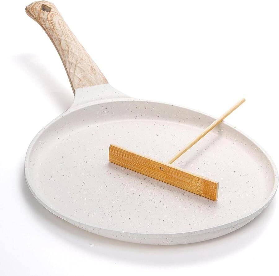 Pannenkoekenpan 20 cm Koekenpan Non-stick Ontbijt Bakken Hittebestendig Handvat 20 Centimeter Beige
