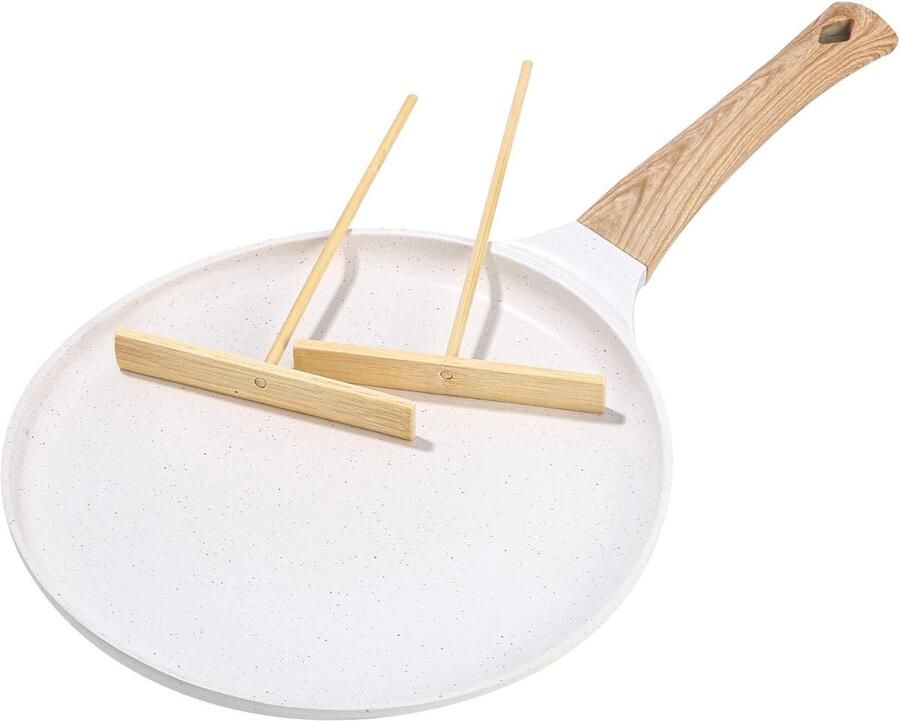 Pannenkoekenpan 24 cm non-stick pan met Zwitserse graniet non-stick coating bakeliet handvat inductie compatibel PFOA-vrij