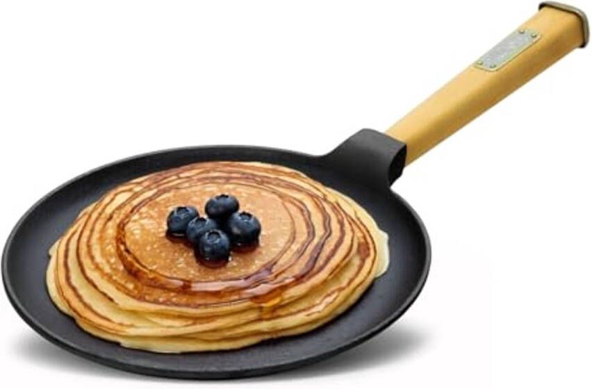 Pannenkoekenpan 24cm Gietijzeren Pan voor Crêpes Pannenkoeken en Omeletten Geschikt voor Inductie en Oven