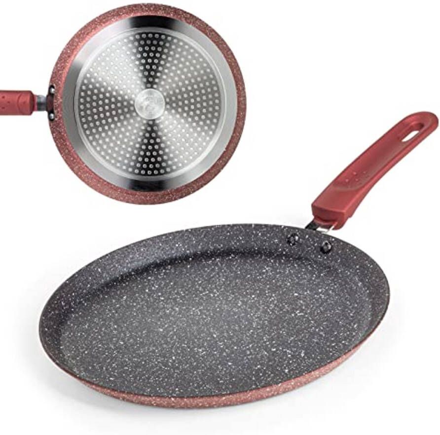 Pannenkoekenpan 25 cm Crêpes-pan van gegoten aluminium met antiaanbaklaag voor inductie en andere warmtebronnen