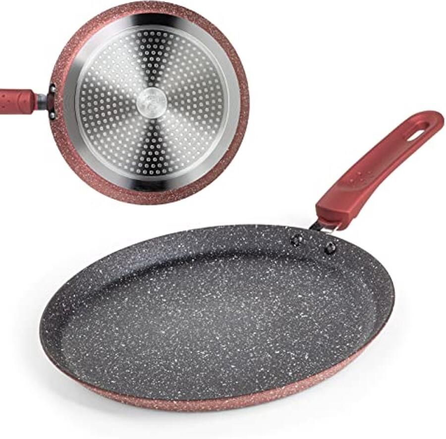 Pannenkoekenpan 25 cm Crêpes-pan van gegoten aluminium met antiaanbaklaag voor inductie en andere warmtebronnen
