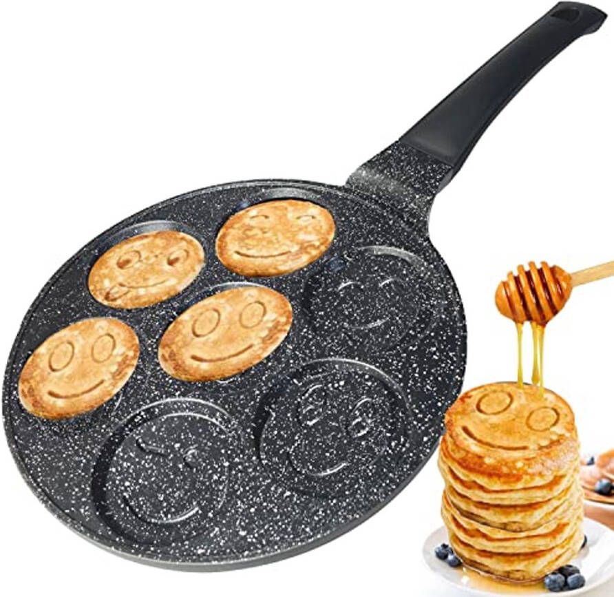 Pannenkoekenpan 26 cm met 7 gaten anti-aanbaklaag voor inductiekoken