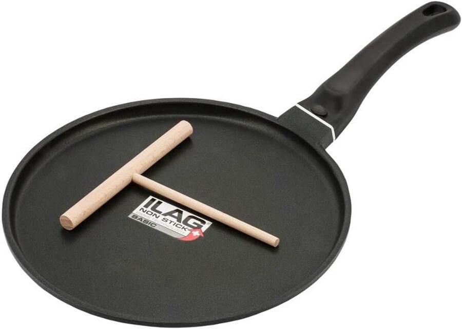 Pannenkoekenpan 26 cm met Antiaanbaklaag en Houten Spatel