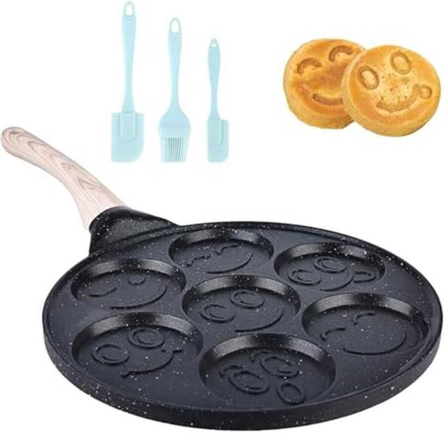 Pannenkoekenpan 26 cm met antiaanbaklaag en smiley-design ideaal voor pannenkoeken omeletten en hamburgers