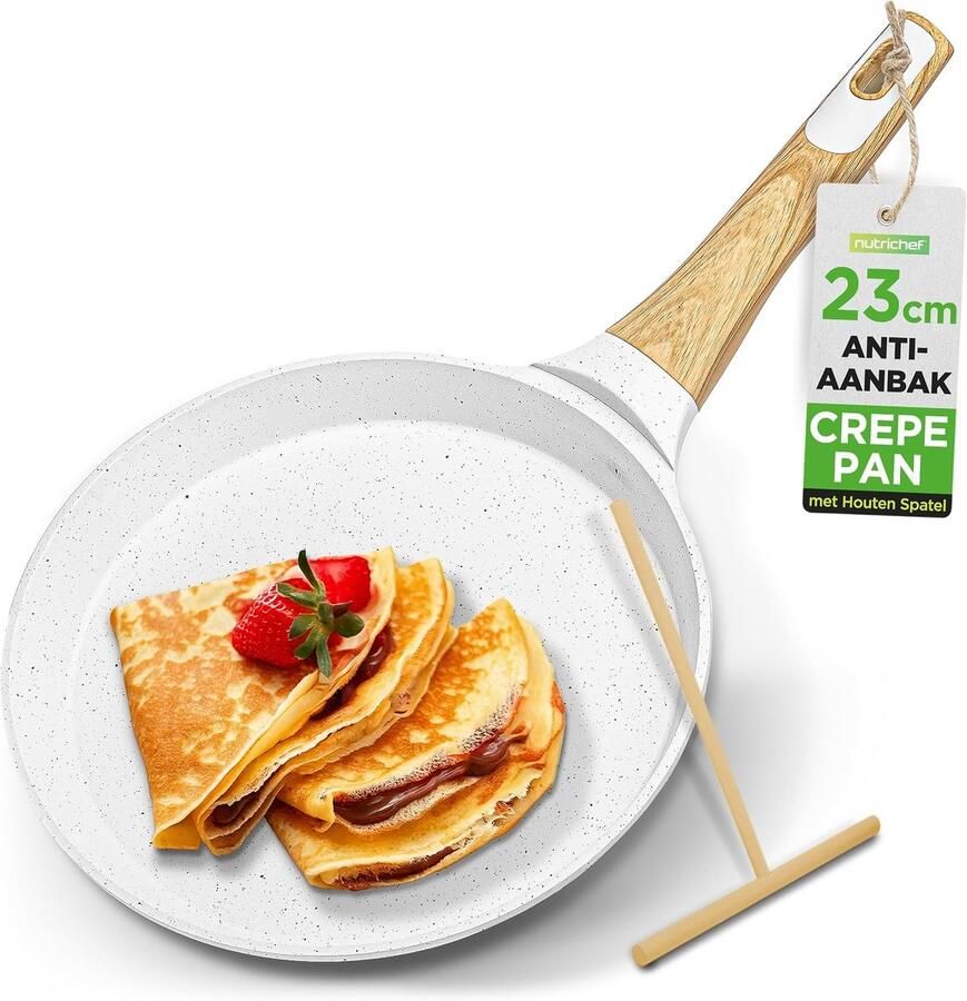 Pannenkoekenpan 28 cm – Antiaanbaklaag Geschikt voor Inductie Makkelijk schoonmaken Stevige basis – Ideaal voor Crêpes & Pannenkoeken Wit
