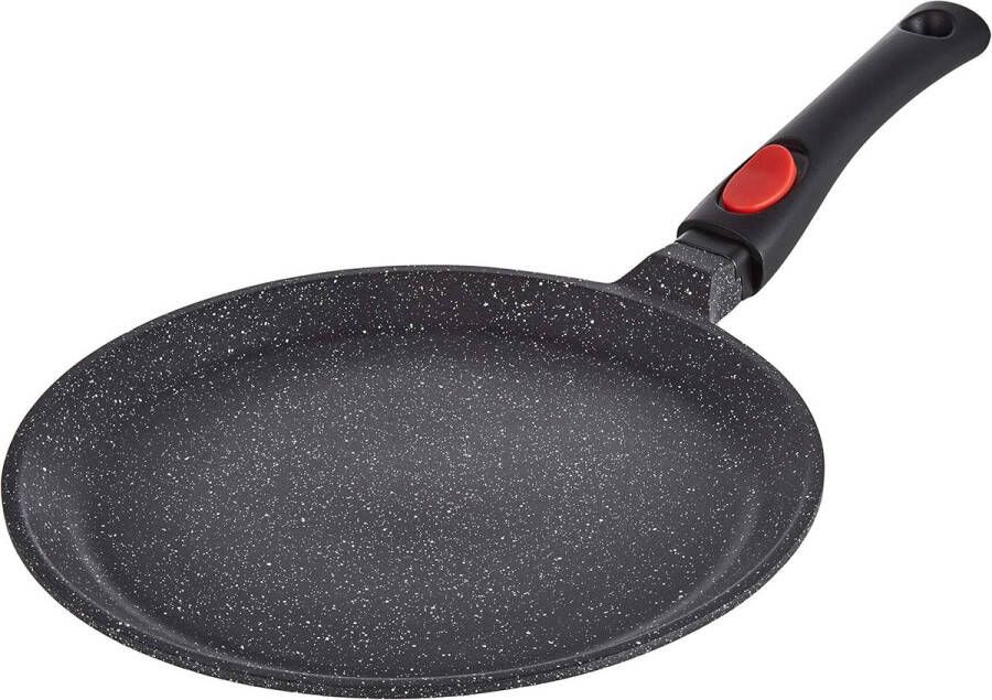 Pannenkoekenpan 28 cm met Afneembaar Handvat Gegoten Aluminium en Steenlook Coating Geschikt voor Inductie en Vaatwasser PFOA-vrij Grijs