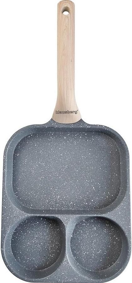 Pannenkoekenpan 3-in-1 Omeletpan Koekenpan Ontbijt Gerechten Maken Aparte Vormen 22 x 18 cm Grijs