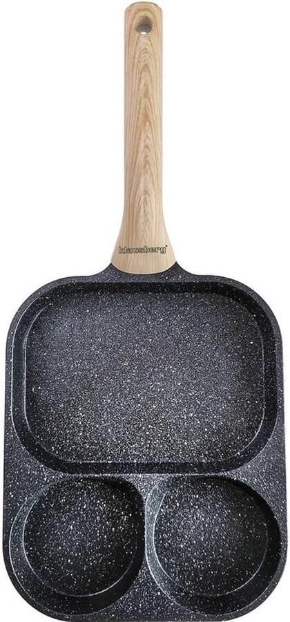 Pannenkoekenpan 3-in-1 Omeletpan Koekenpan Ontbijt Maken Aparte Vormen 22 x 18 cm Zwart