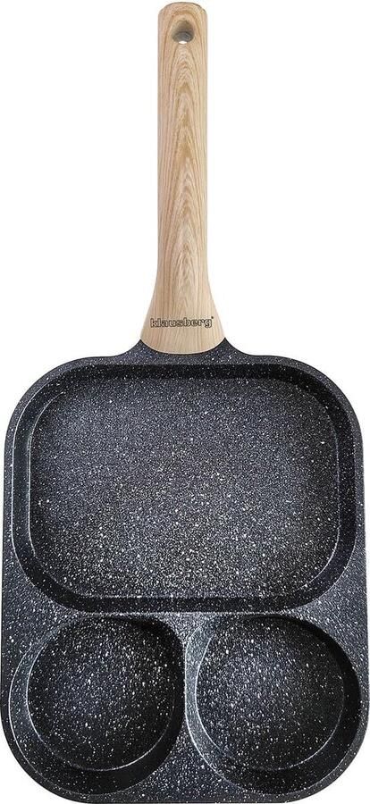 Pannenkoekenpan 3-in-1 Omeletpan Koekenpan Ontbijt Maken Aparte Vormen 22 x 18 cm Zwart