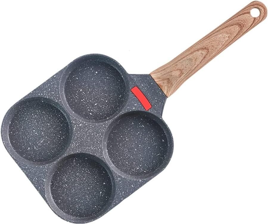Pannenkoekenpan 4 Gaten Eierkoekenpan Koekenpan Ontbijt Maken Gelijkmatige Warmte Niet Gespecificeerd Zwart