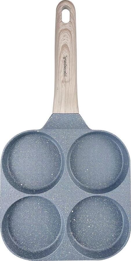 Pannenkoekenpan 4-in-1 koekenpan Ontbijt maken Gemarmerde coating 18 cm Grijs