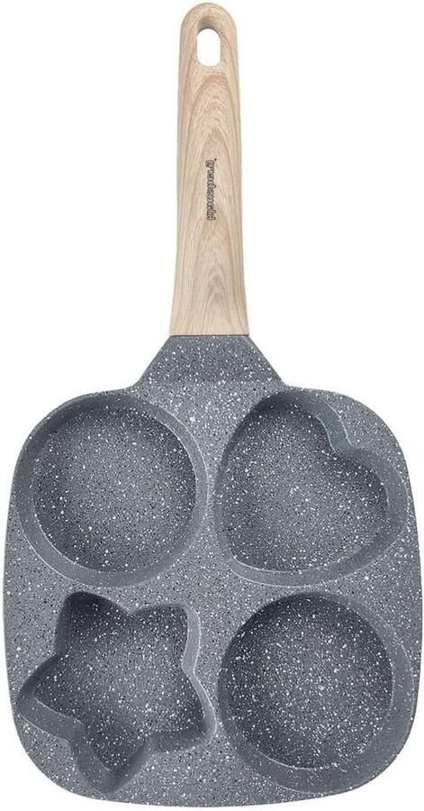 Pannenkoekenpan 4-in-1 pan Ontbijt maken Marmeren coating 18 cm Grijs