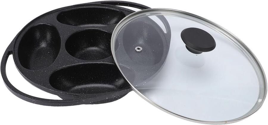 Pannenkoekenpan 5 Holtes Bakvorm Koekenpan Ontbijt Maken Moeiteloze Anti-aanbak 24 cm Diameter Zwart