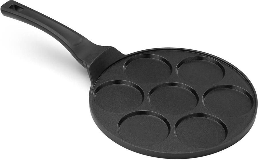 Pannenkoekenpan 7 Gaten Mini Pancakes Ontbijt Maken Anti-aanbaklaag 27 cm Diameter Zwart