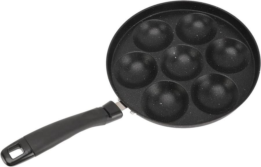 Pannenkoekenpan 7 Gaten Omelet Pan Ontbijt Maken Nonstick Maifan Coating 26cm Diameter Zwart