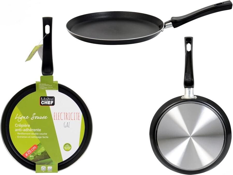 Pannenkoekenpan Aluminium Crêpepan Koekenpan Pannenkoeken Bakken Standaard Anti-aanbaklaag 25 cm Diameter Meerkleurig
