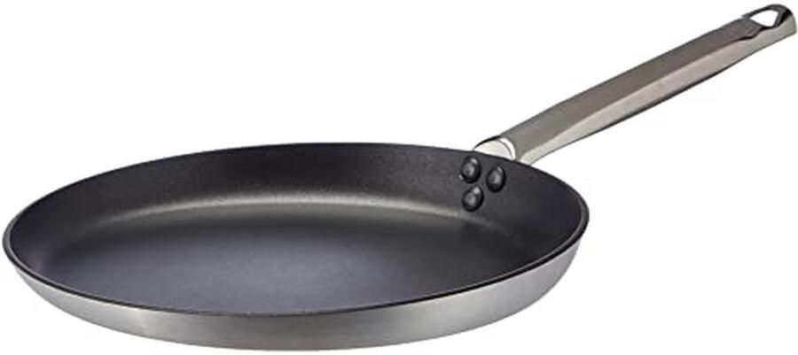 Pannenkoekenpan Aluminium Koekenpan Pannenkoeken Bakken Gemaakt in Italië Diameter 24 cm Zilver