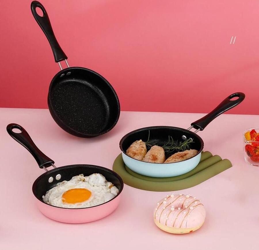 Pannenkoekenpan Antiaanbak Ei Koekenpan Kleine Gerechten Bakken Snelle Warmtegeleiding 12.5 cm Blauw