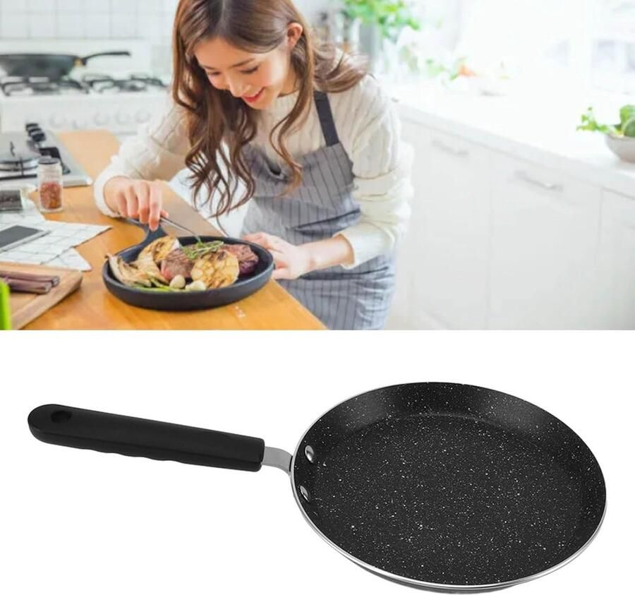 Pannenkoekenpan Bakplaat Ontbijt Maken Gelijkmatige Warmte 8 inch Zwart