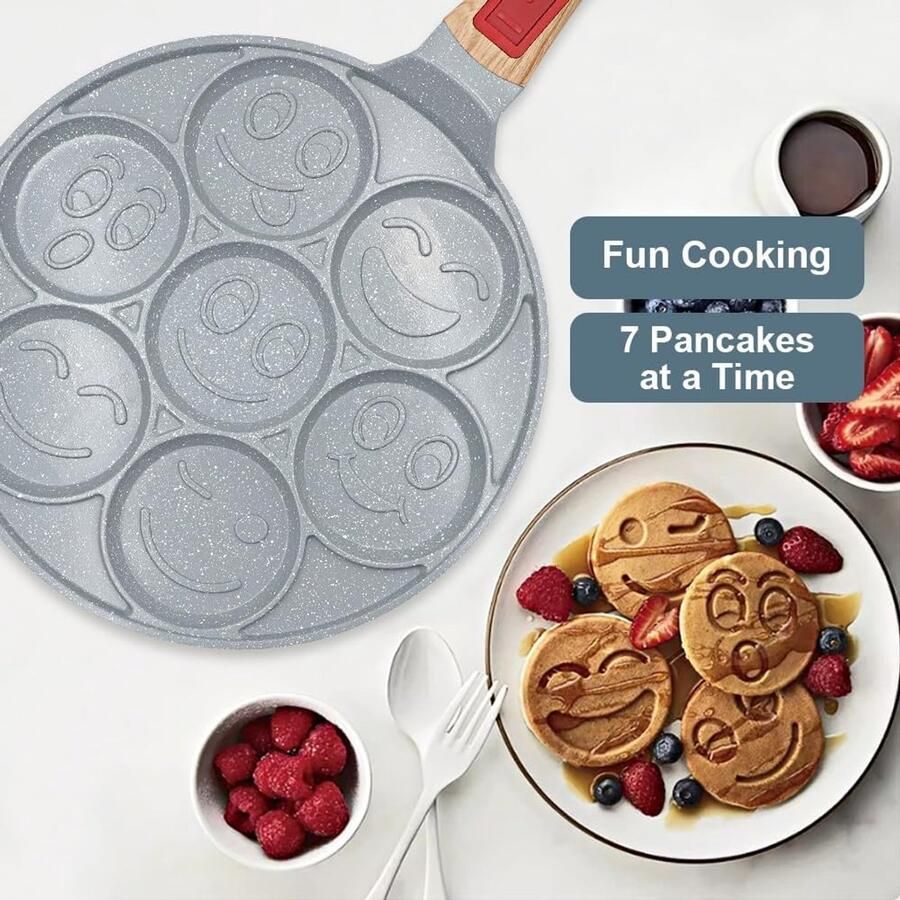 Pannenkoekenpan Blauw Inductie Keramische Coating met Afneembaar Handvat Voor Kinderen