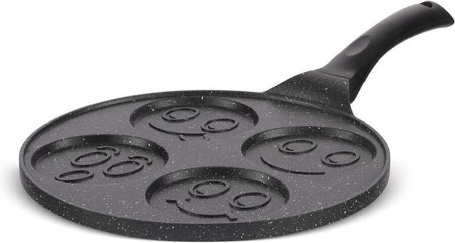 Pannenkoekenpan Smiley Blinis pan Kleine pannenkoekjes maken Anti-aanbaklaag 26 cm Zwart