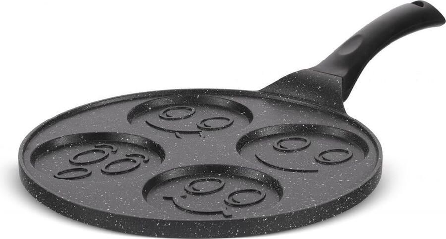 Pannenkoekenpan Blinis pan Kleine pannenkoekjes maken Met 4 smiley vormen 26 cm Zwart