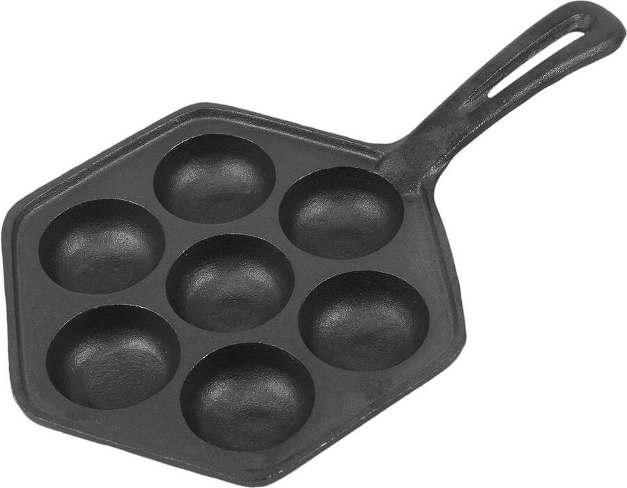 Pannenkoekenpan Bolvormige Pannen Snacks Maken Antiaanbaklaag 30 x 17 cm Zwart