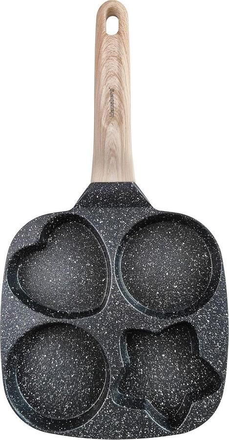Pannenkoekenpan Braadpan 4-in-1 Keukengerei Ontbijt Snacks Maken Marmeren Coating 18 cm Diameter Zwart