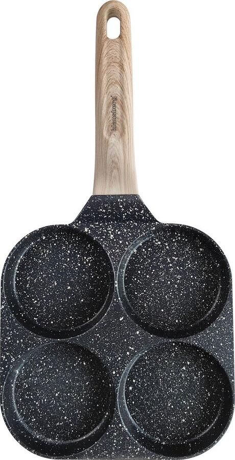 Pannenkoekenpan Braadpan 4-in-1 Pan Ontbijt Bereiden Marmeren Coating 18 cm Zwart