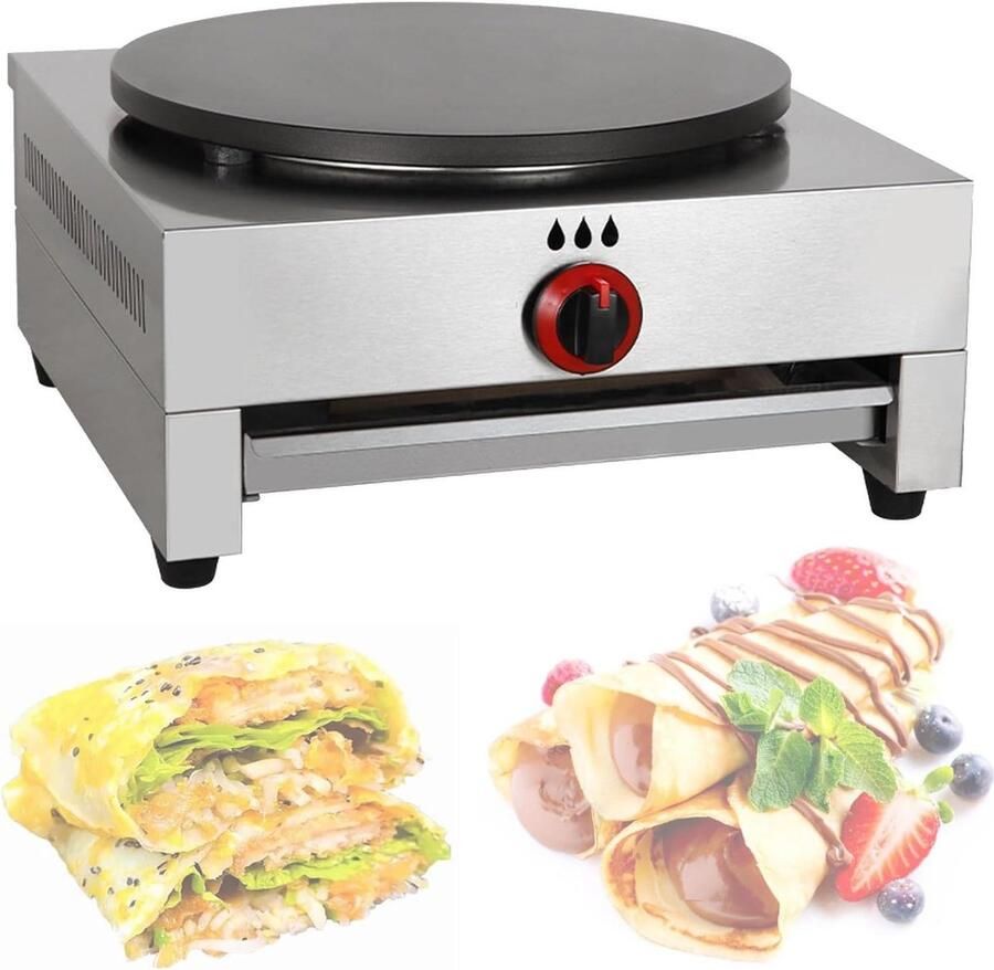 Pannenkoekenpan Crepe maker Griddle Ontbijt Maken Anti-aanbaklaag 40 cm Diameter Zilver