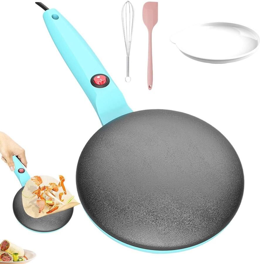 Pannenkoekenpan Crêpe maker Lekkere pannenkoeken Automatische temperatuurregeling 20 cm diameter Blauw