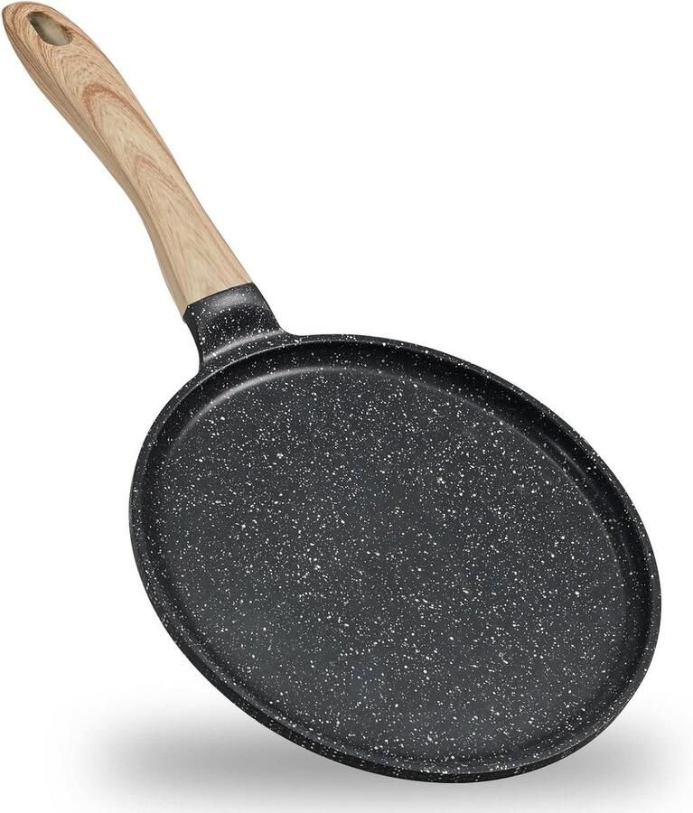 Pannenkoekenpan Crêpe pan Lekker Bakken Granieten Antiaanbaklaag 24 cm Grijs
