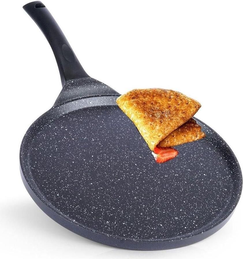 Pannenkoekenpan Crêpe pan Lekkere Pannenkoeken Bakken PFOA en PTFE vrij 27 cm Zwart