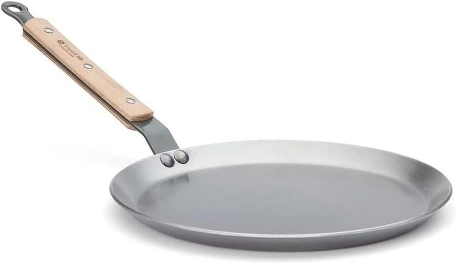 Pannenkoekenpan Crêpe pan Lekkere pannenkoeken Houten handvat Ø 24 cm Zilver