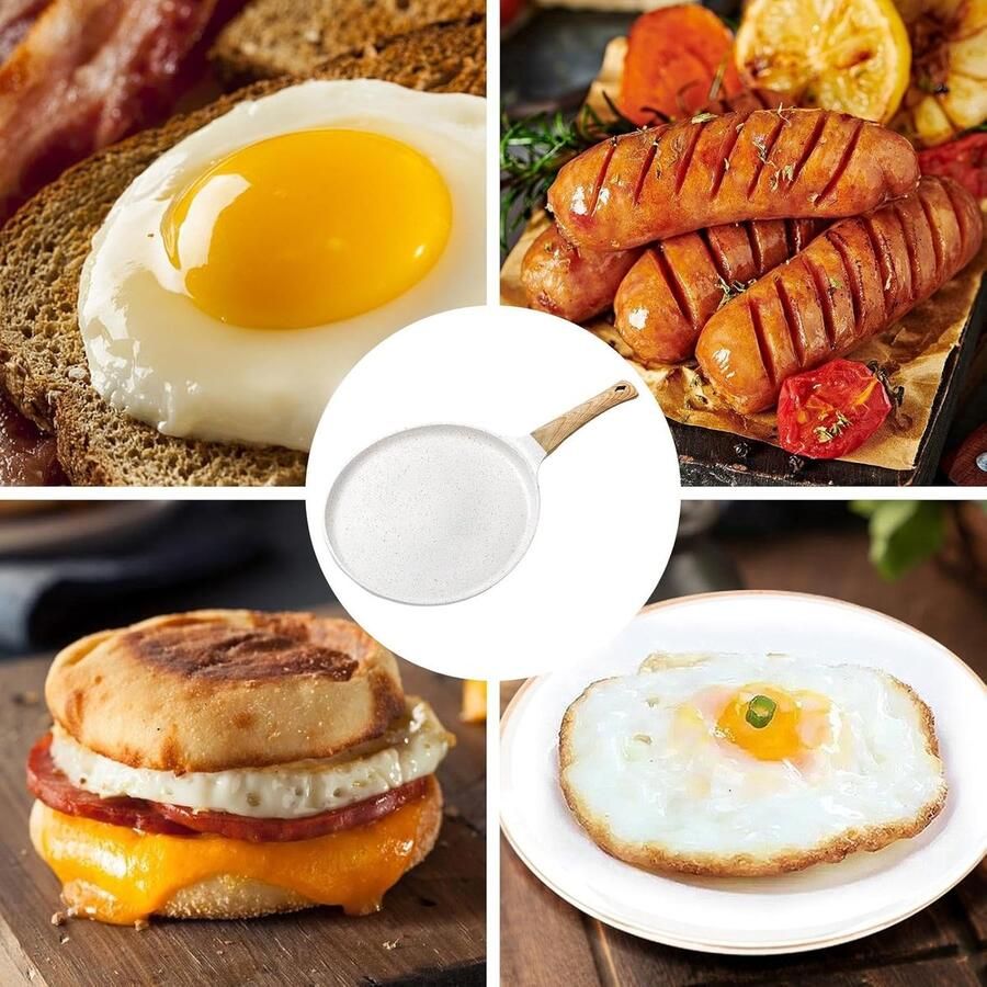 Pannenkoekenpan Crepe pan Ontbijt Bakken Antiaanbaklaag 24 cm Wit